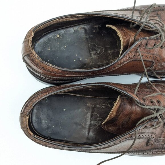 Vintage Florsheim V-Cleat Mens Shoes Size 9 D Wingtip Long Wings